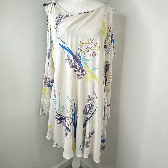 NWT Free People Clear Skies Floral Print Cold Shoulder Tunic Mini Dress Medium - Picture 2 of 16